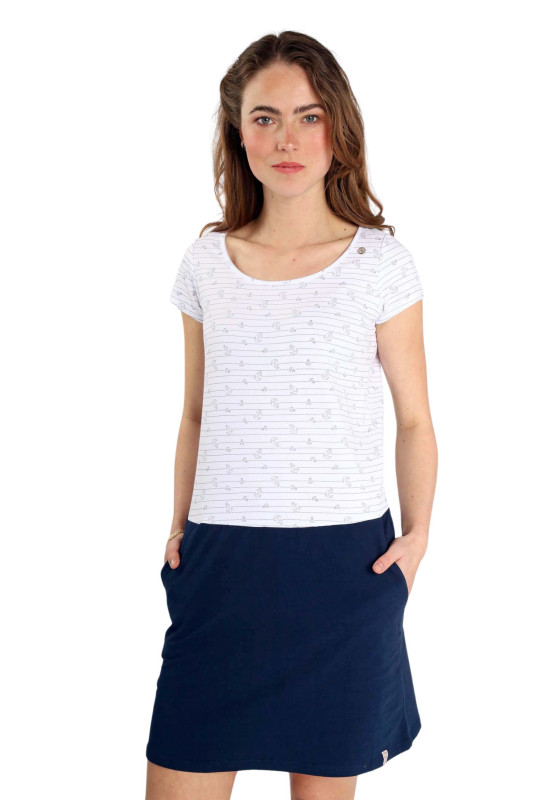 STRANGE Damen Kleid - &quot;Tessa white/anchor lines&quot;