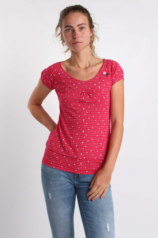 STRANGE Damen T-Shirt - &quot;KELLY magenta / flowered lines&quot;