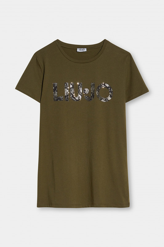 LIU JO Damen T-Shirt - &quot;T-Shirt Moda mit Logo army green&quot;
