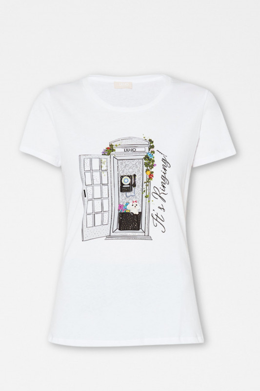 LIU JO Damen T-Shirt - &quot;T-Shirt Moda M/C ott.phonebooth print&quot;