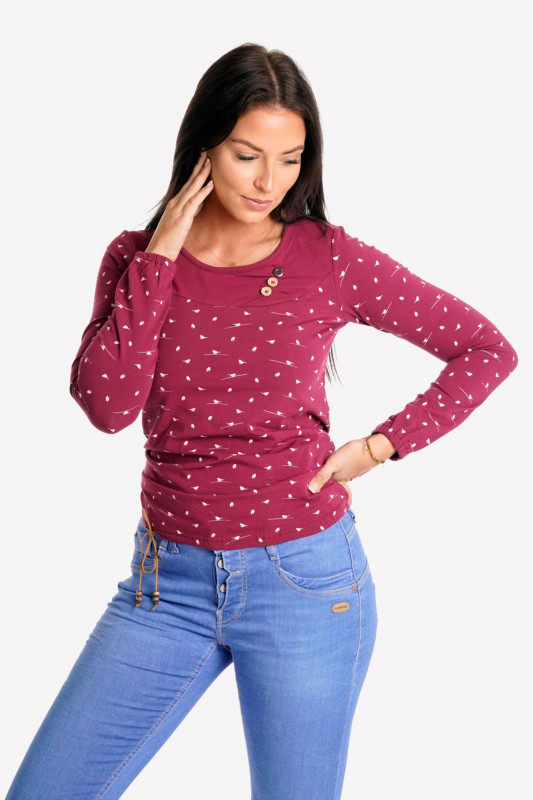 STRANGE Female-Longsleeve Irina LS yoke red plum/sparrow