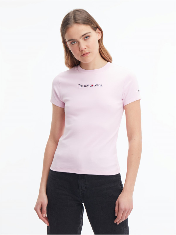 TOMMY JEANS Damen T-Shirt - &quot;SERIF LINEAR SS FRENCH ORCHID&quot;