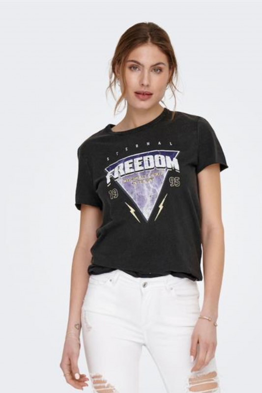 ONLY Damen T-Shirt - &quot;Lucy Reg ss Top black freedom&quot;