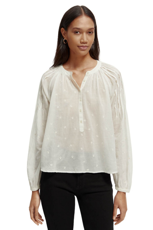 SCOTCH &amp; SODA Damen Bluse - &quot;POPOVER WITH PINTUCK WHITE&quot;