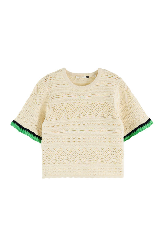 SCOTCH &amp; SODA Damen T-Shirt - &quot;Crop knitted Tee&quot;
