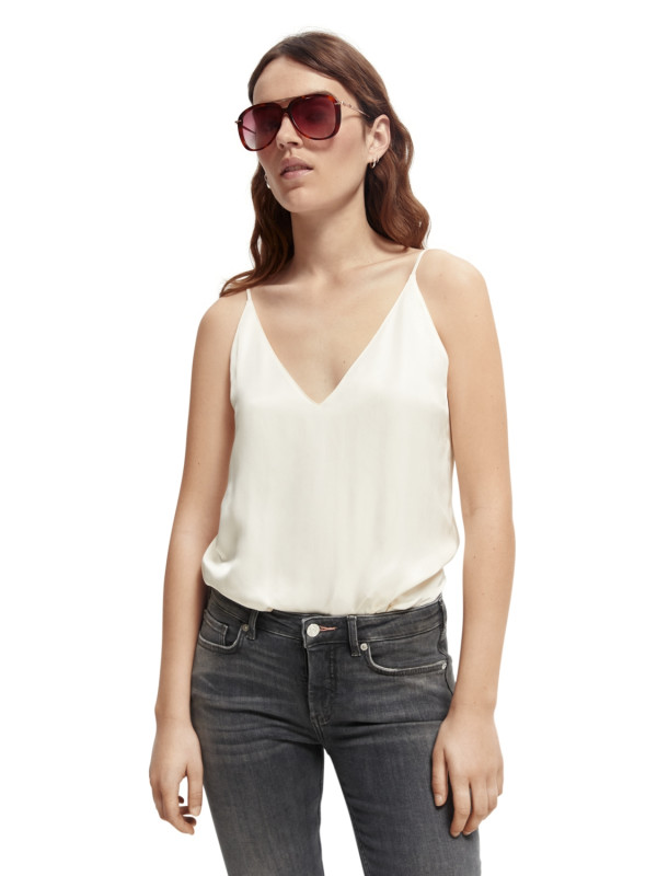 SCOTCH &amp; SODA Damen Tank Top - &quot;Jersey Tank Top woven front aged white&quot;