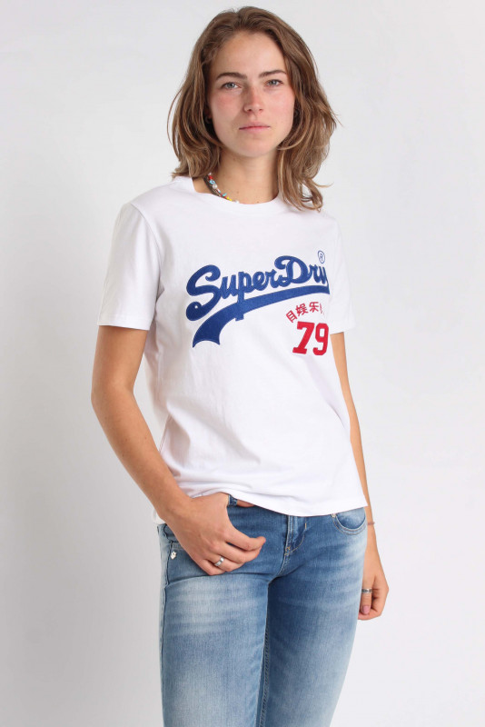 SUPERDRY Damen T-Shirt- &quot;SUPERDRY VINTAGE VL INTEREST TEE Brilliant White&quot;