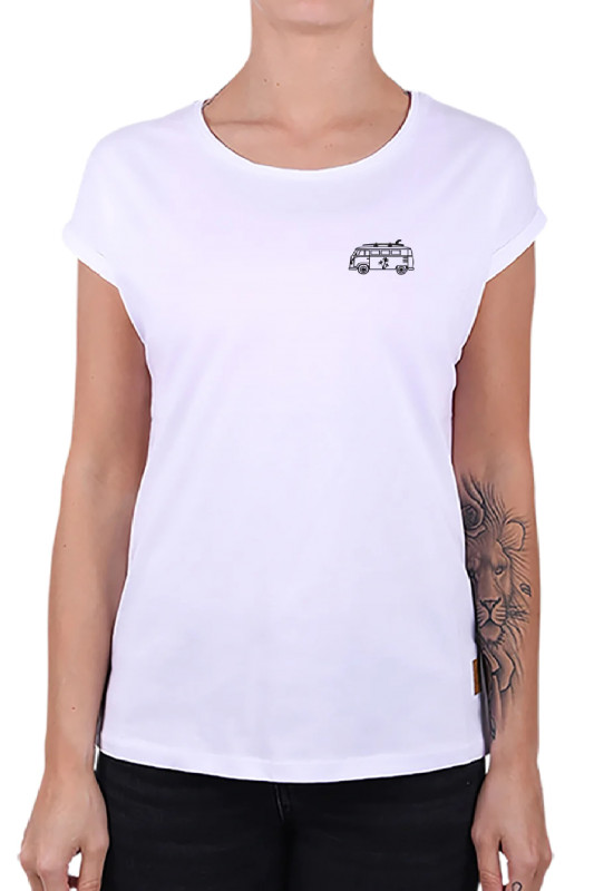 KLEINIGKEIT Damen T-Shirt - "Bullivers-white-DF schwarz"