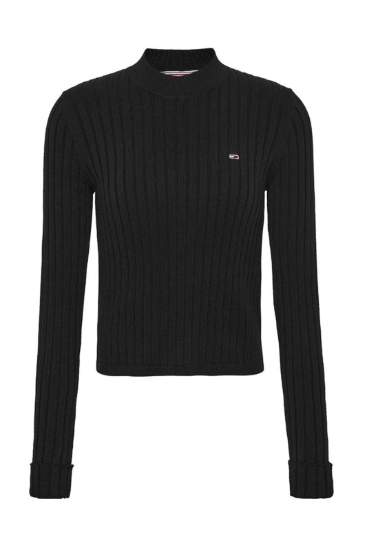 TOMMY JEANS Damen Sweatshirt mit Bund TJW BXY Rib sweater black
