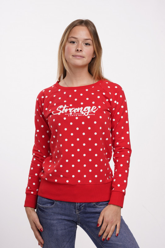 STRANGE Damen Sweatshirt - &quot;TAMARA red / white dots&quot;