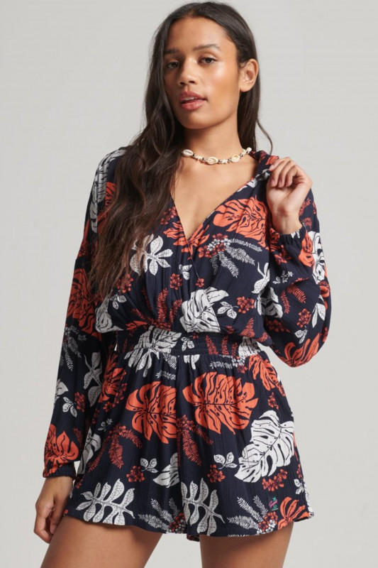 SUPERDRY Damen Overall VINTAGE BEACH PLAYSUIT HIBISCUS