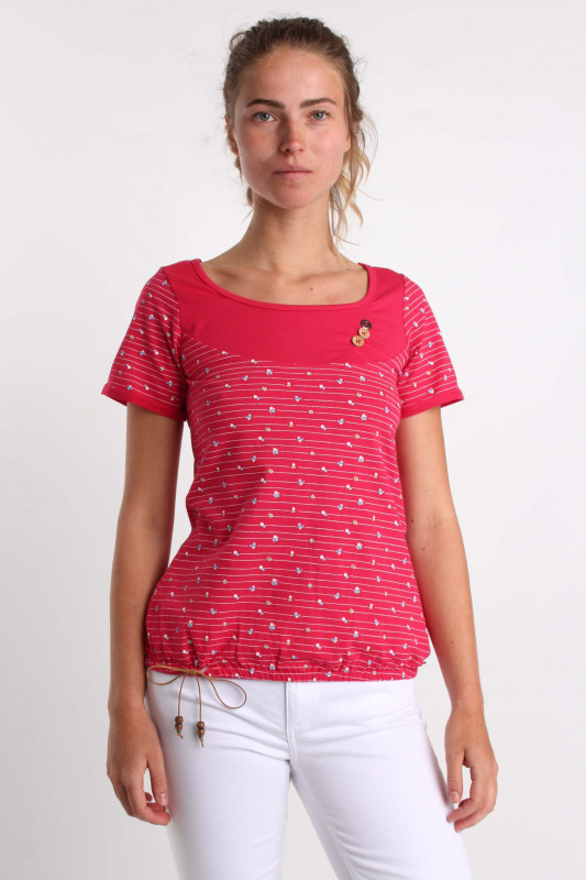 STRANGE Damen T-Shirt - &quot;IRINA magenta / flowered lines&quot;