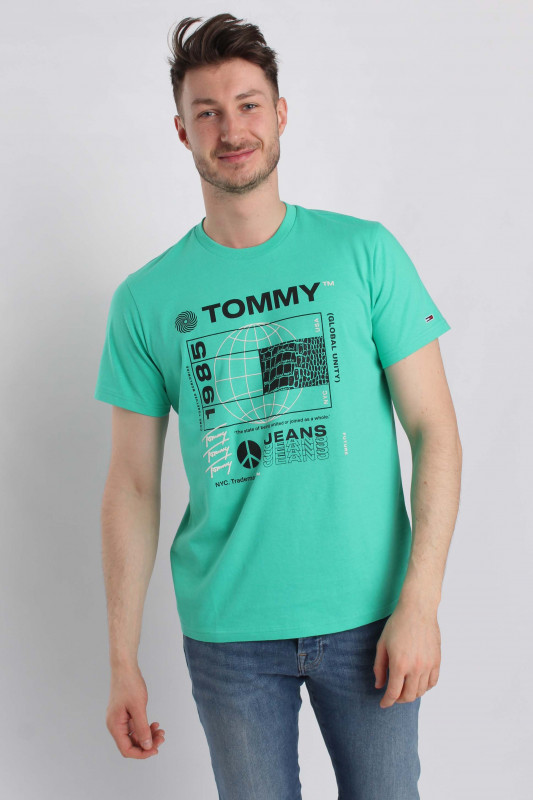 TOMMY HILFIGER Herren T-Shirt - &quot;TJM UNITEE FLAG REPTILE TEE Tropic Palm&quot;