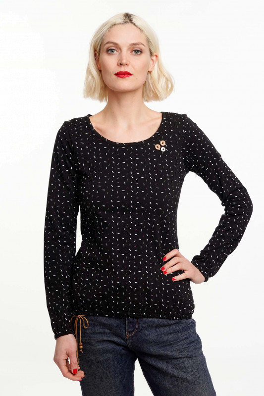 STRANGE Damen Longsleeve - &quot;KATJA LS black / confetti&quot;
