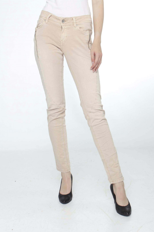 BUENA VISTA Damen Jeans - &quot;MALIBU Zip K Stretch Twill sand&quot;